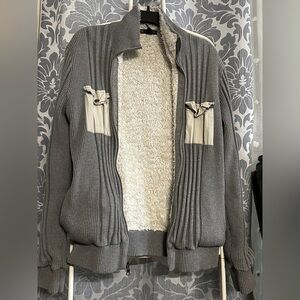 INC International Concepts Men's zip-up faux fur-lined sweater jacket size S